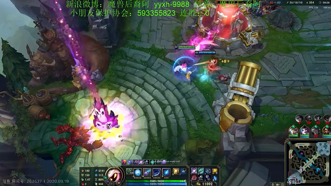 LOL,无限火力2000法强小法虐泉,对面复活就死,好难受