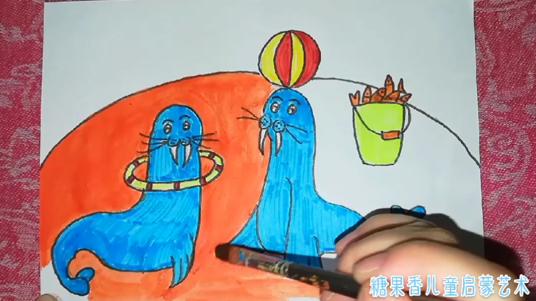 创意儿童画动物篇海狮简笔画漫画卡通动漫宝宝学画画绘画亲子育儿