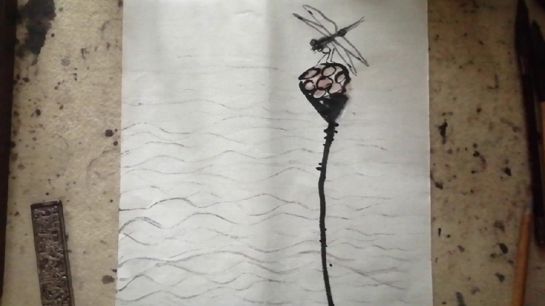 临摹齐白石大写意国画,浓淡干湿并用,简练的笔墨表现深远的意境