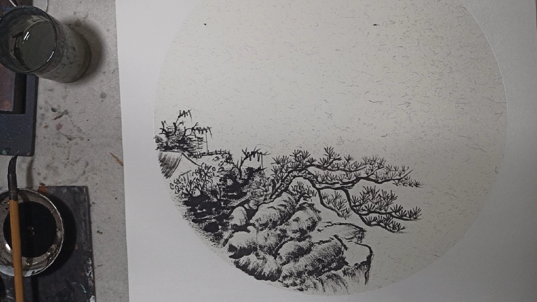 国画山水入门教程第111集:写生作品槎湾印象,画近景房屋
