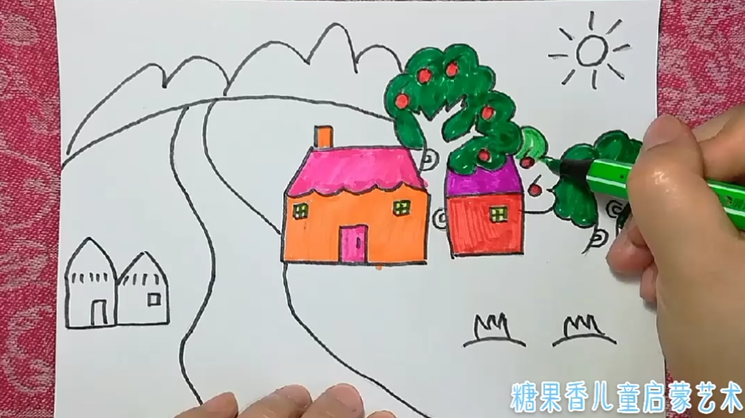 创意儿童画房子风景3简笔画漫画卡通动漫宝宝学画画绘画亲子育儿