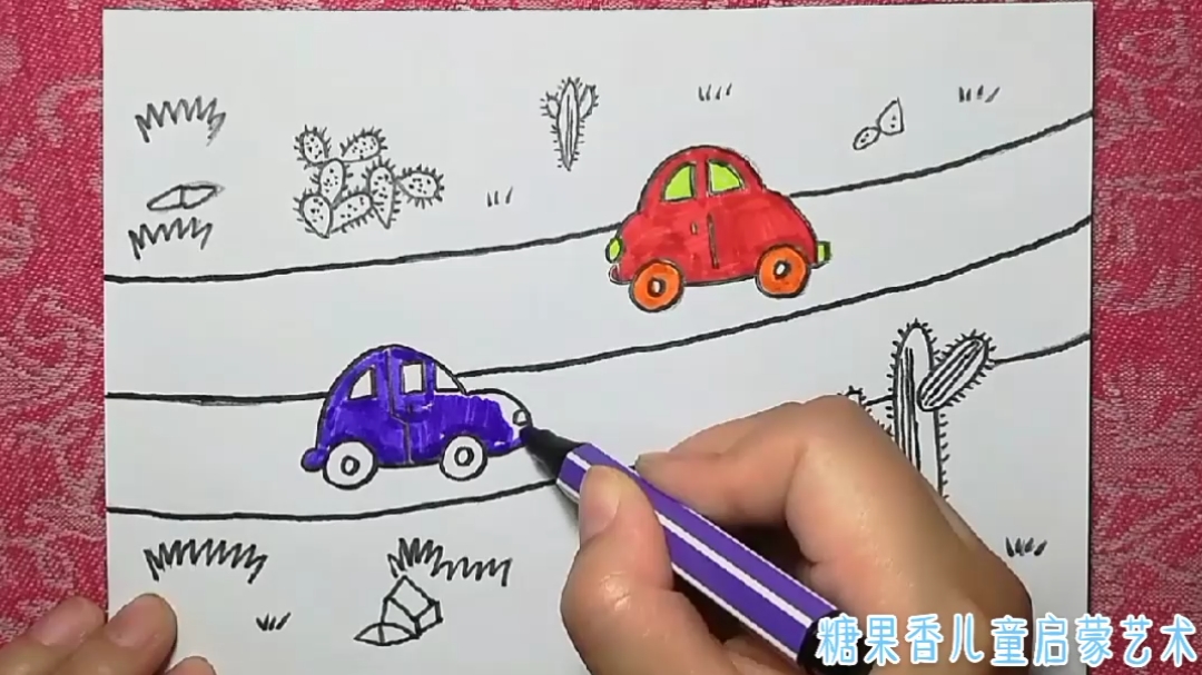 创意儿童画汽车1简笔画漫画卡通动漫宝宝学画画绘画亲子育儿