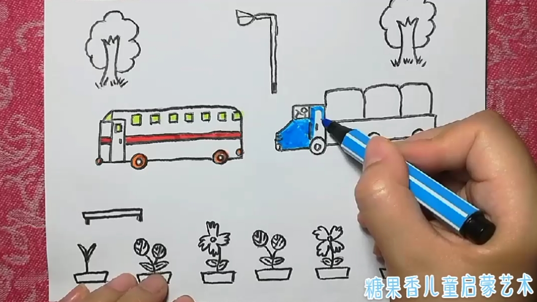 创意儿童画汽车2简笔画漫画卡通动漫宝宝学画画绘画亲子育儿