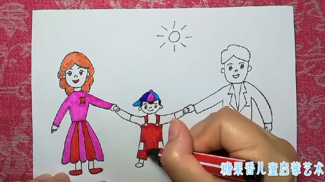 创意儿童画人物篇幸福一家人,简笔画漫画宝宝学画画绘画亲子育儿