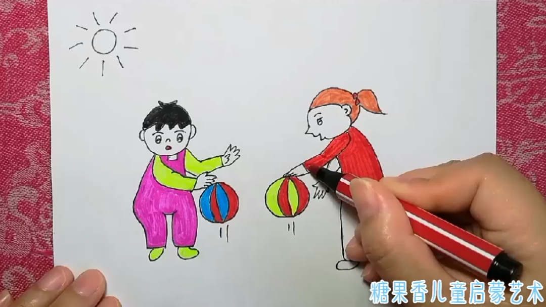 创意儿童画人物篇拍皮球简笔画漫画卡通动漫宝宝画画绘画亲子育儿