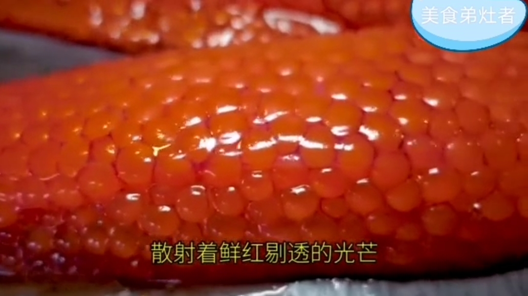 大厨解剖鲑鱼取鱼籽,腌制“三文鱼鱼子酱”做海鲜饭