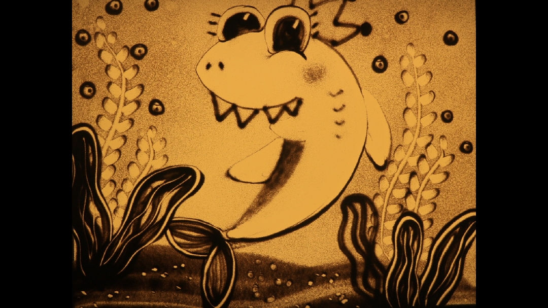 《海中大鲨鱼》儿童沙画教学课件赏析 魔手沙画