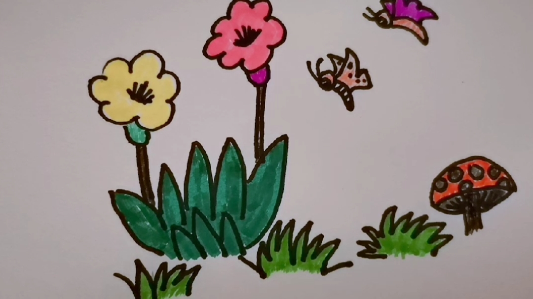 儿童简笔画～蝶恋花