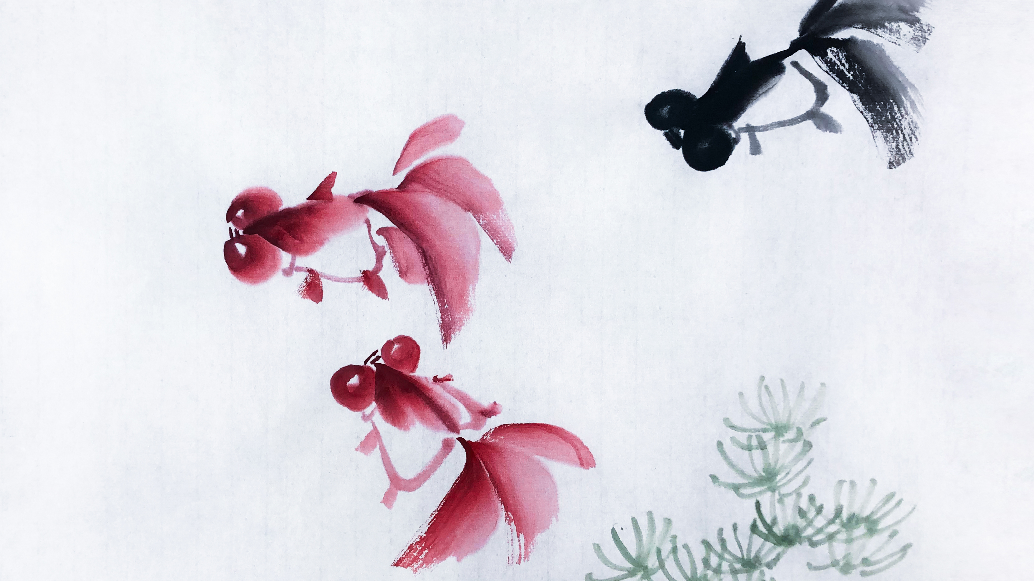 15笔画一只,3分钟轻松掌握三种金鱼画法,学国画值得收藏