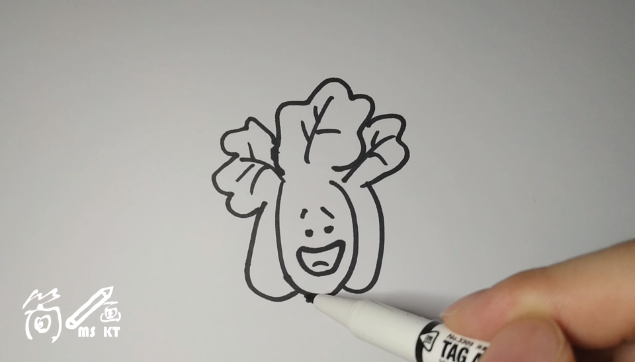 简笔画:爱哭的(小白菜)