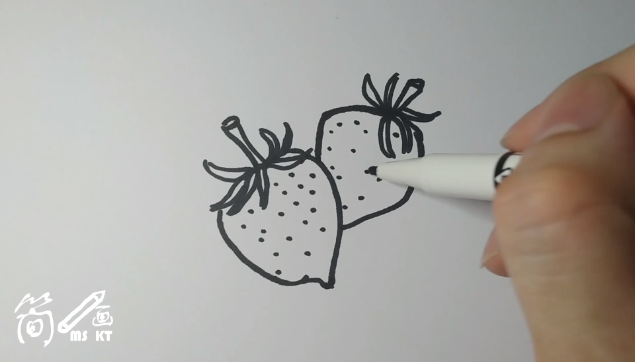 简笔画:两个可爱的(小草莓)