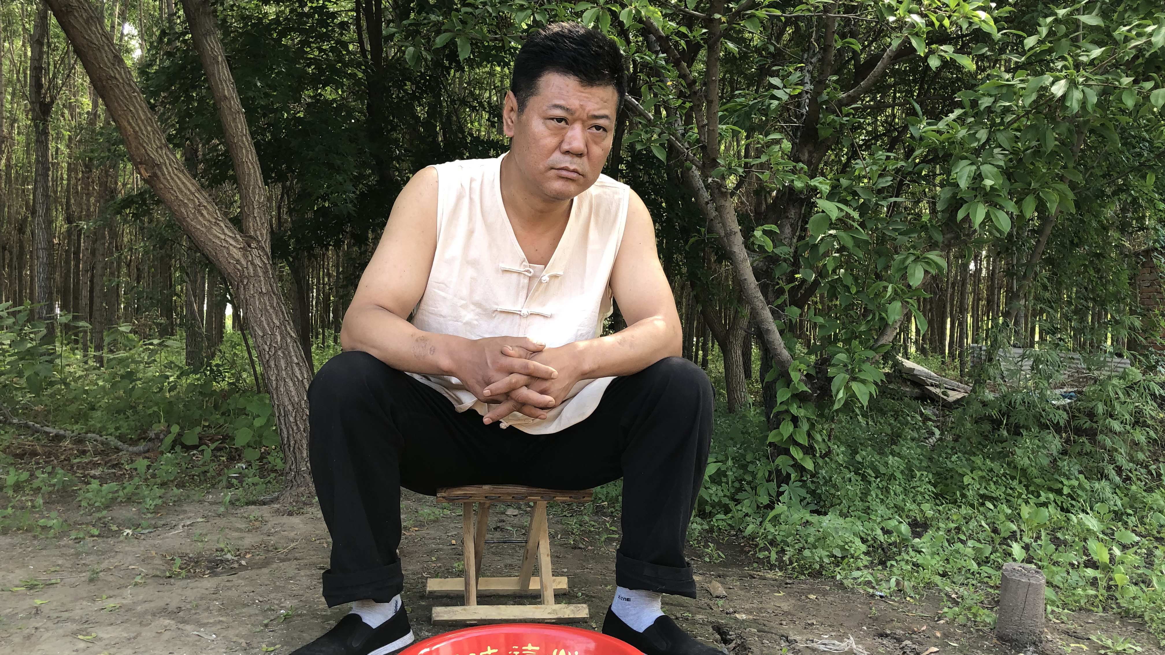 农家手擀面配上也是黄蘑酱和自家院子里青菜