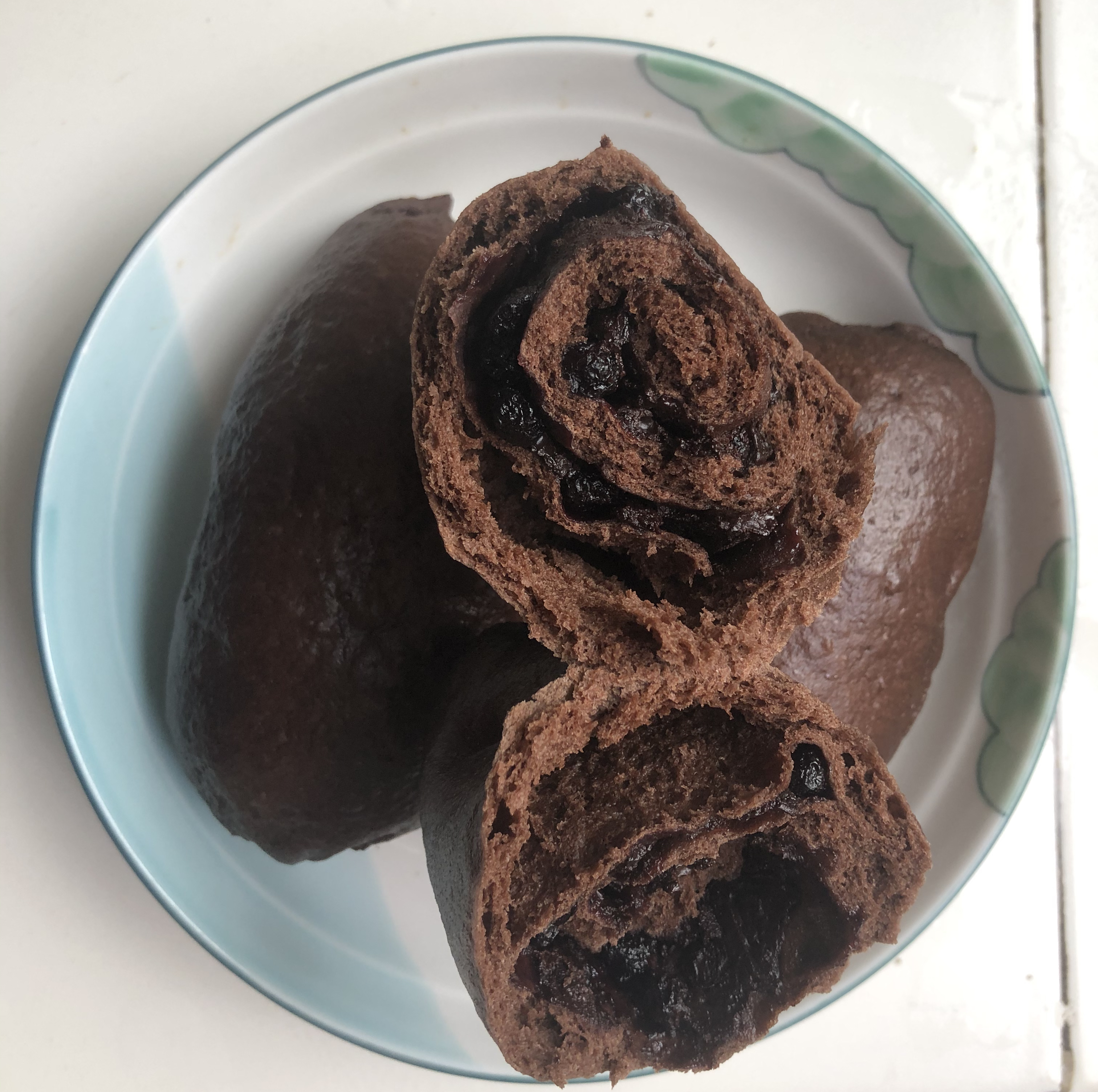 蓝莓巧克力全麦馒头