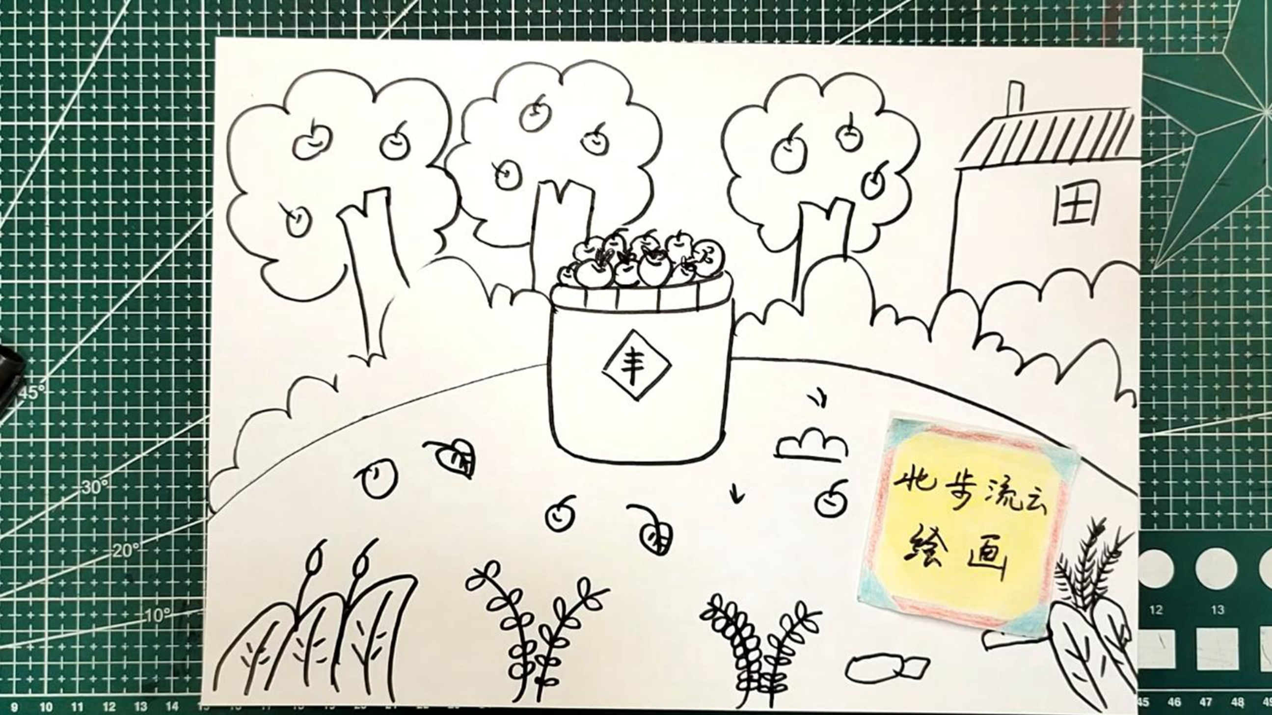 秋天丰收简笔画,适合孩子学的儿童画,简单易学