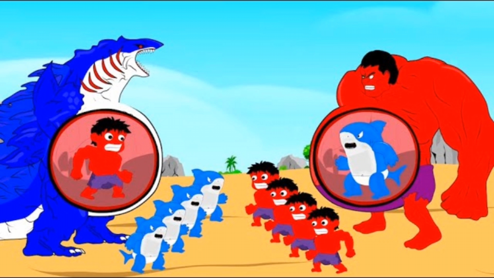 当怀孕的红色绿巨人与大肚子鲨鱼哥斯拉遇见会发生什么