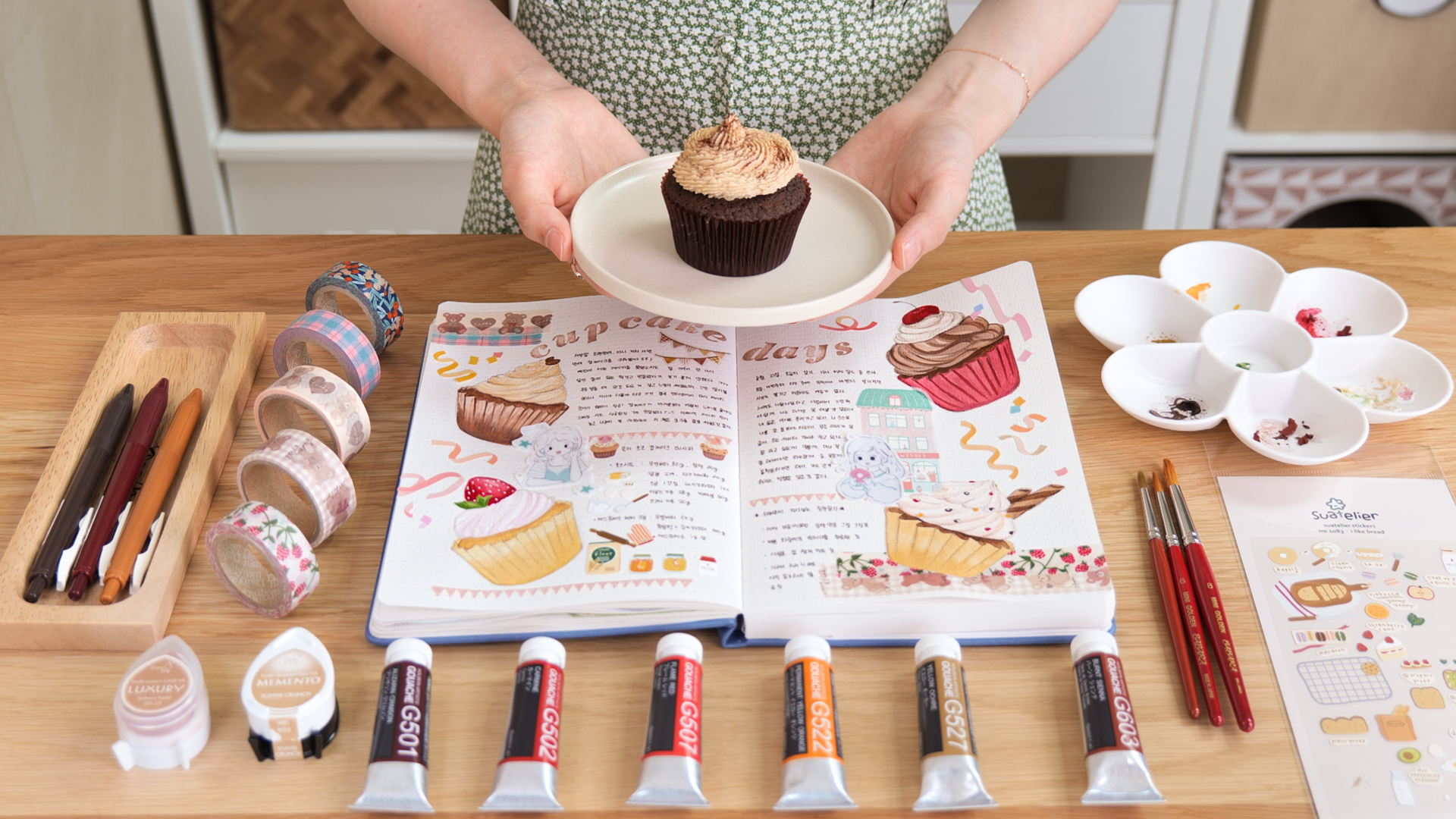【治愈手账Vlog】纸杯蛋糕的独家做法 1| 手账的温柔在于记录生活