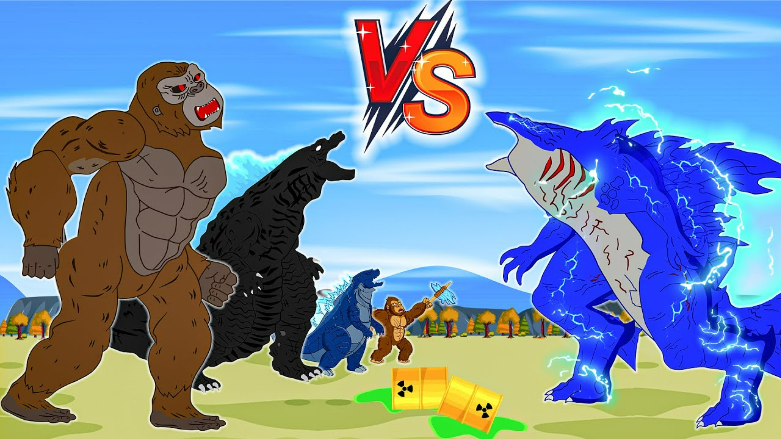 哥斯拉超级塞亚人觉醒,击败雷电鲨鱼哥斯拉