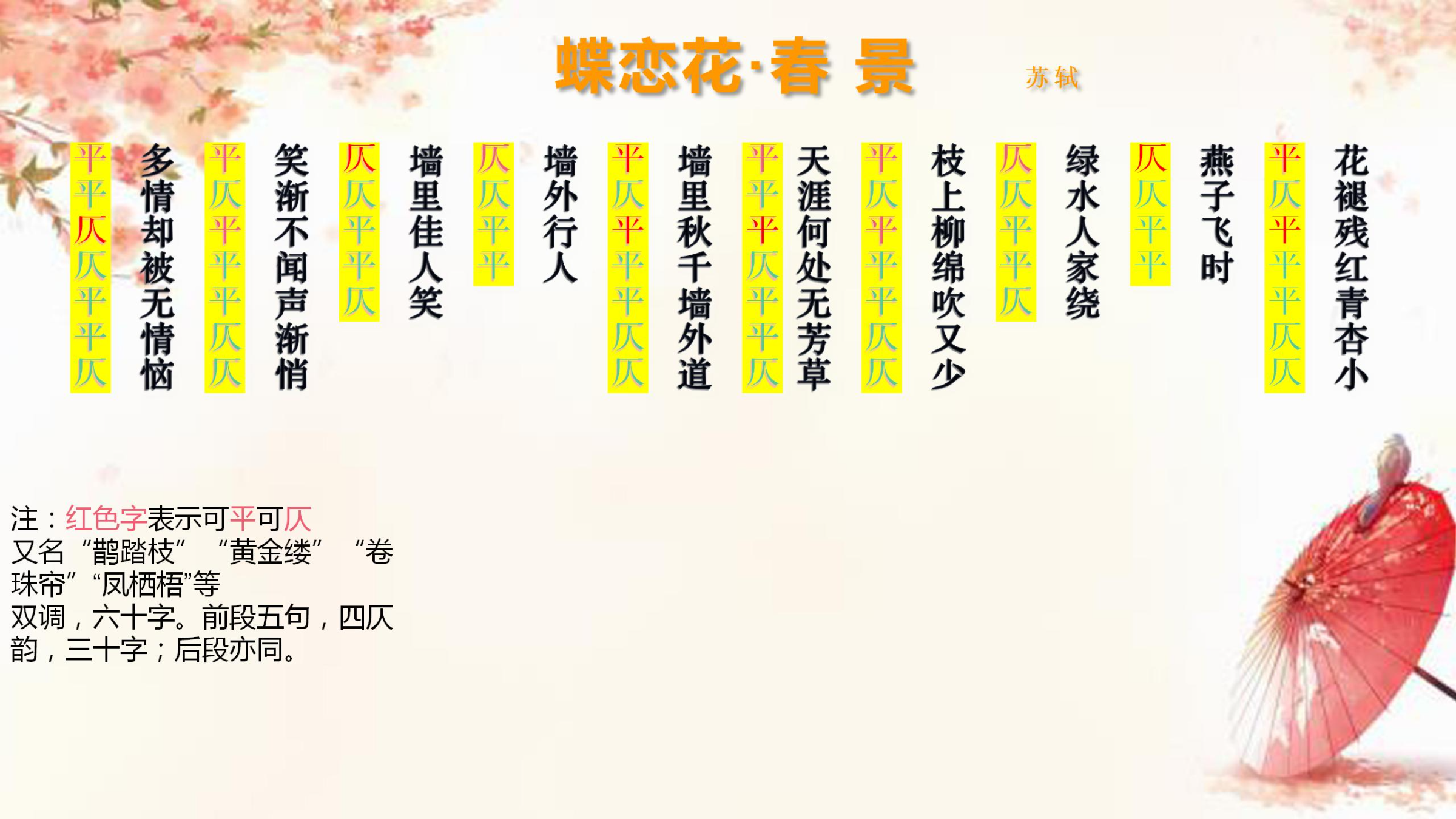 词赋人间07 苏东坡 蝶恋花·春景