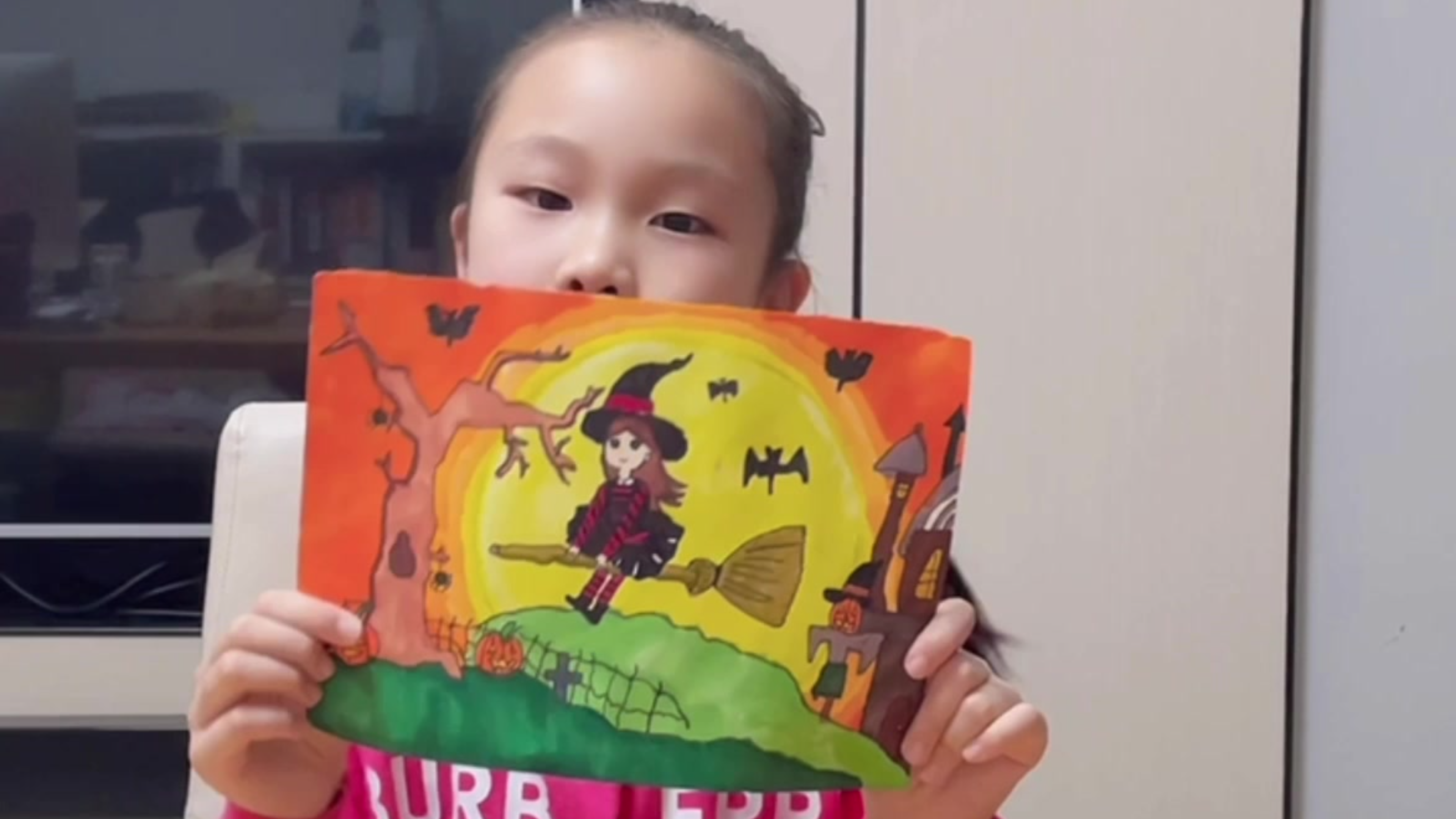 绘画作品分享:小魔女带我飞吧!