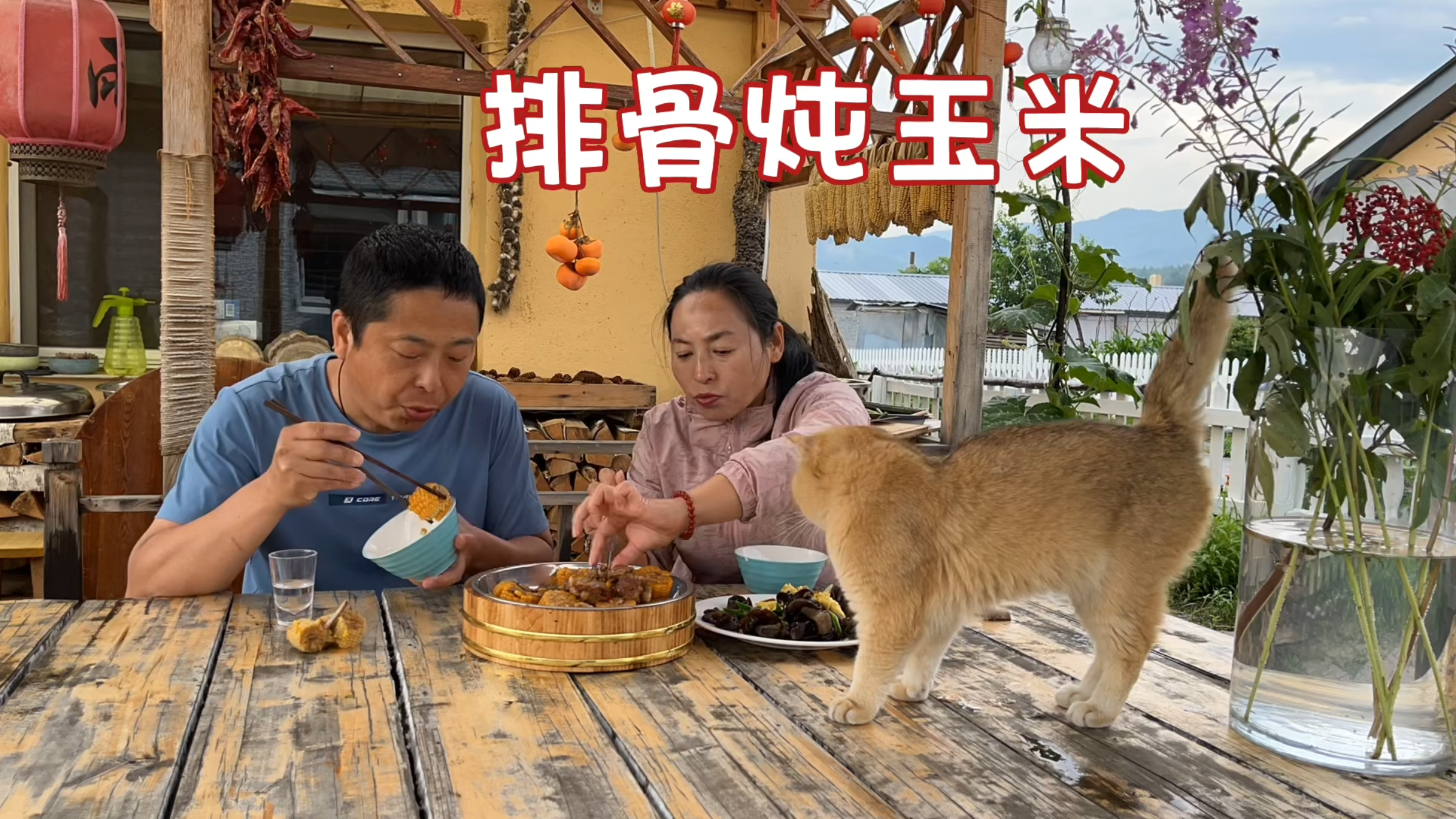 东北农村夏季生活,排骨炖玉米,涛哥表示还是习惯吃北方玉米