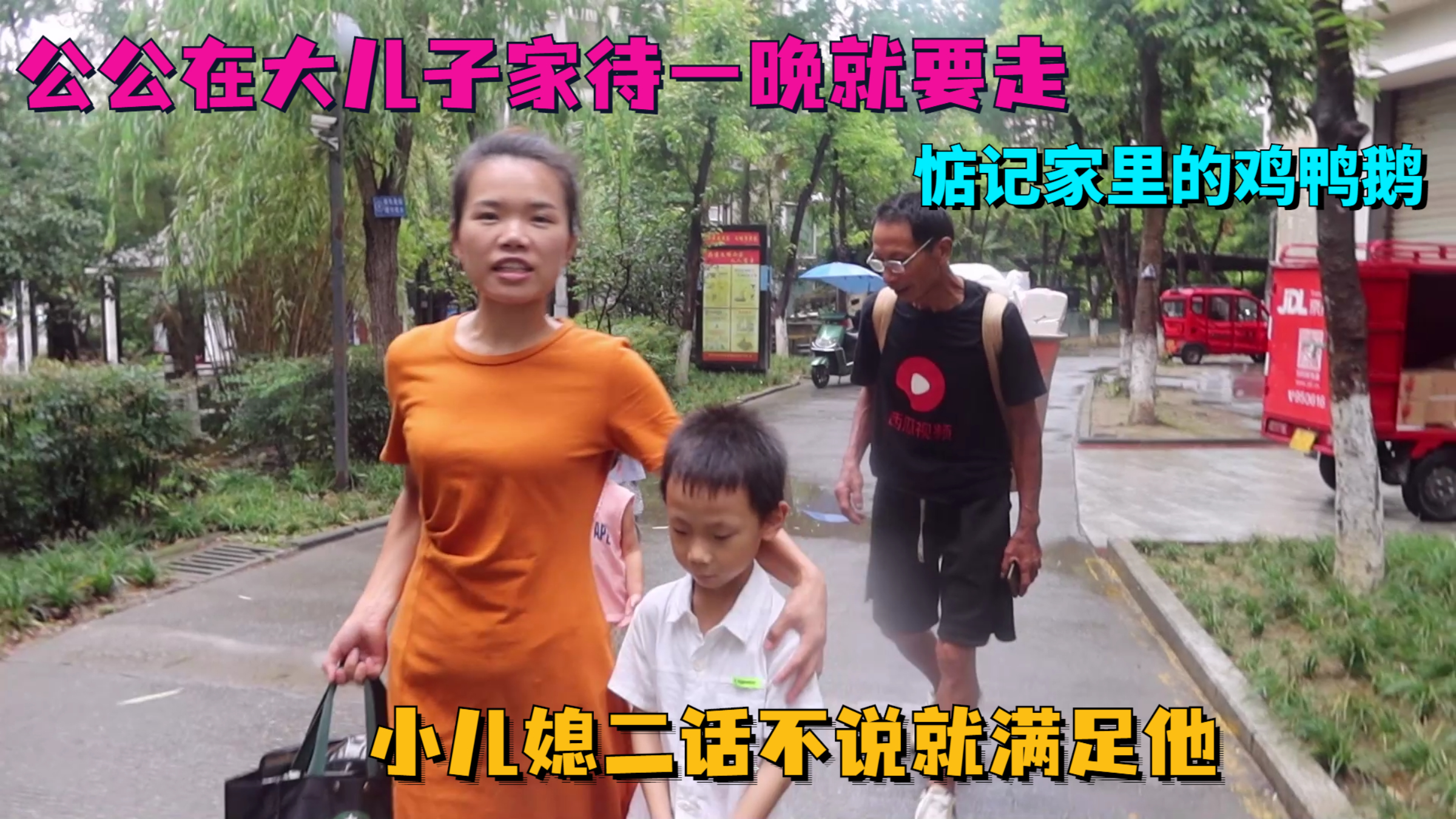 公公就在大儿子待一晚就要走！惦记家里鸡鸭鹅会饿死，说啥都要走