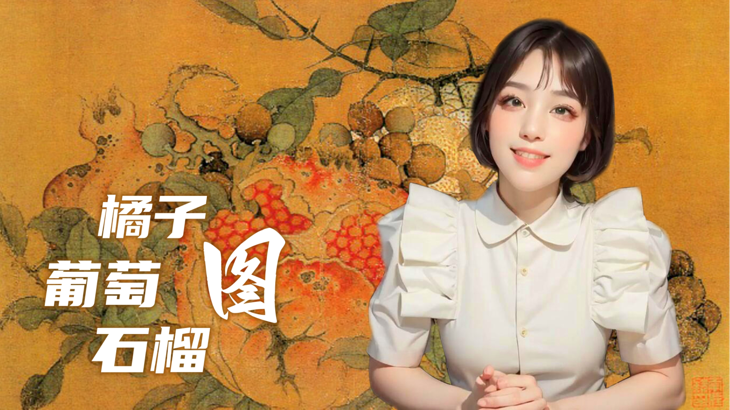 鲁宗贵画橘子、石榴和葡萄——象征多子多孙的美好愿望!