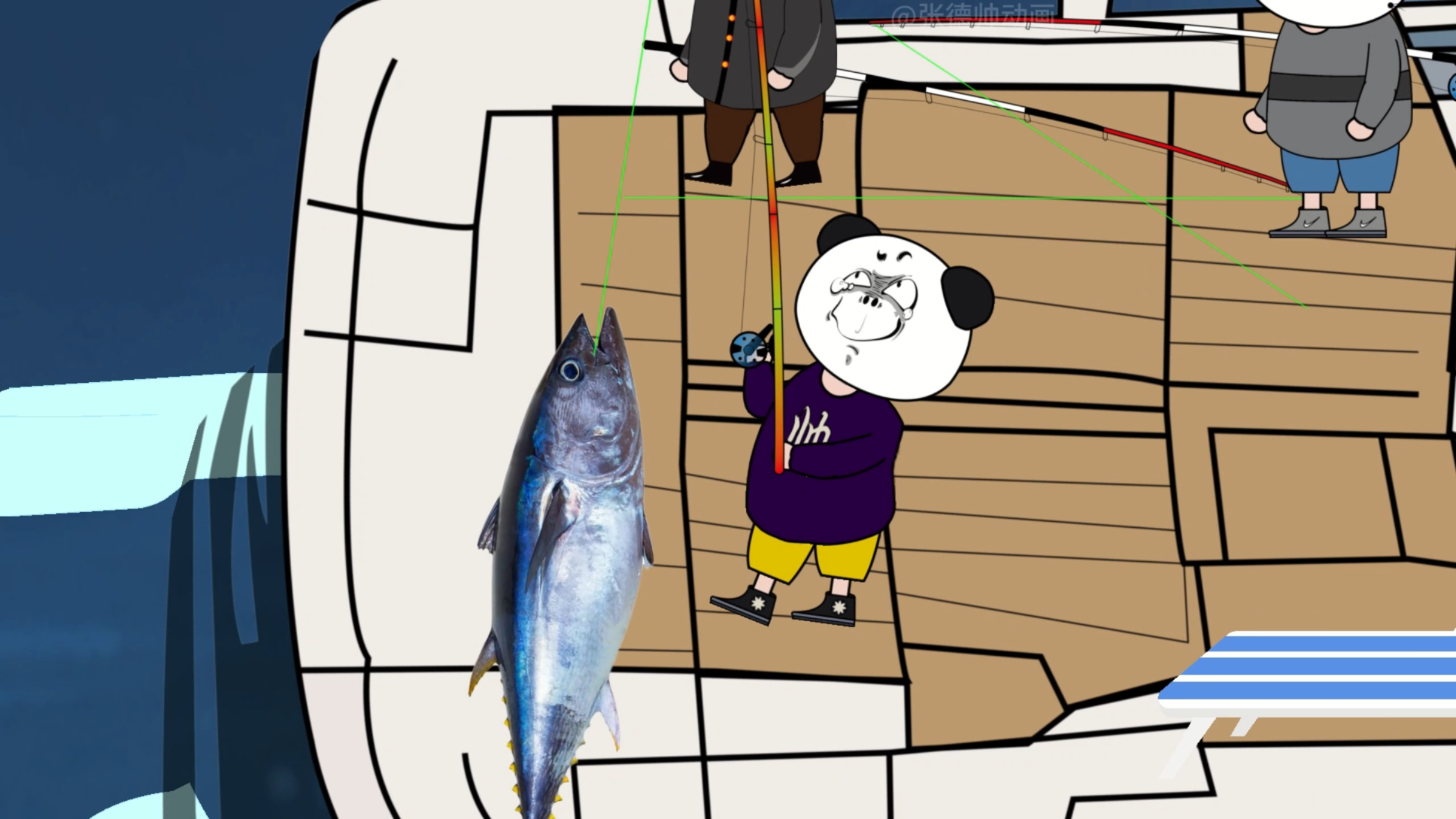 钓鱼人寻找海洋中的宝藏