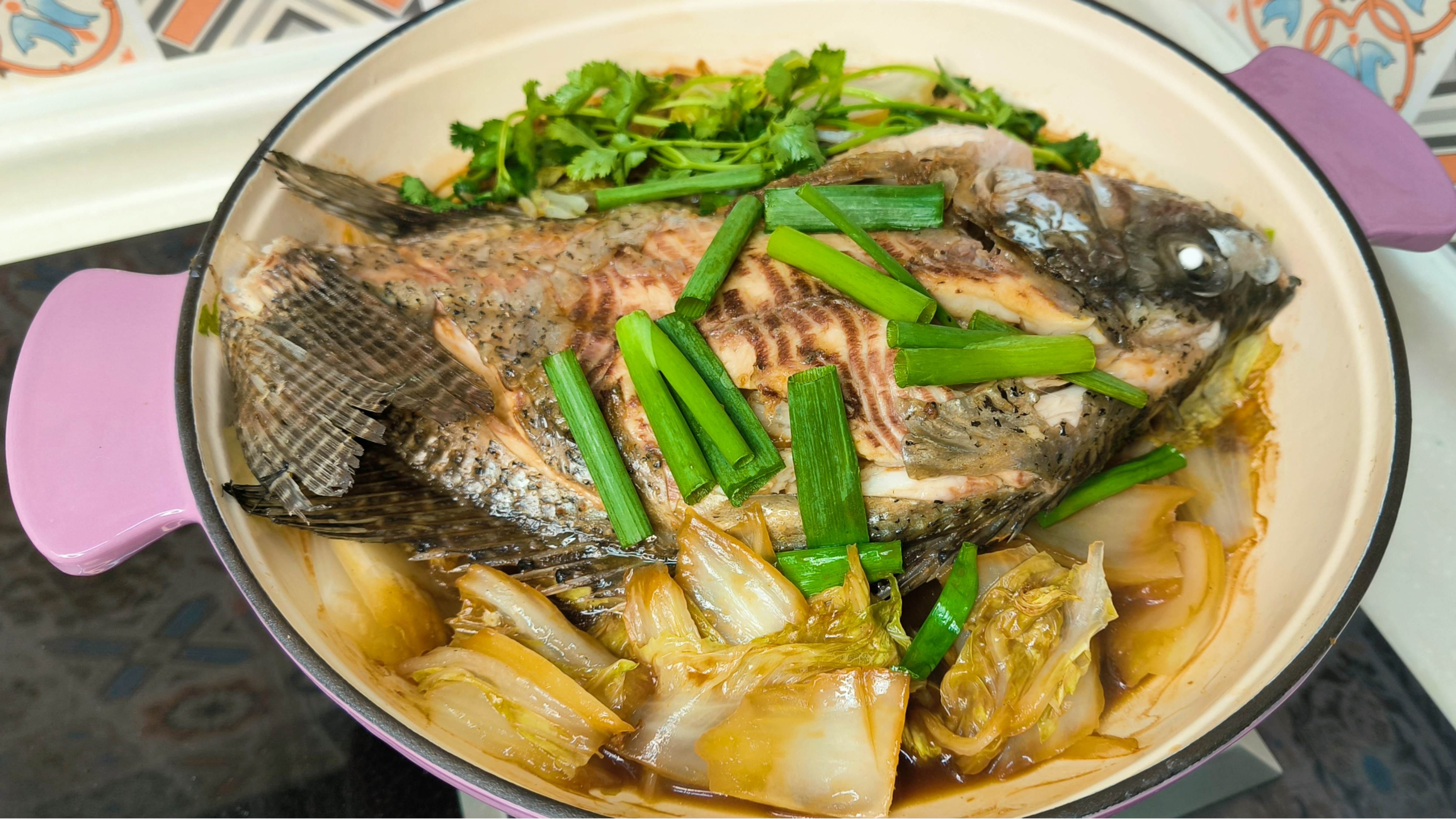 减脂版铁锅白菜炖鱼真香,18分钟出锅鲜美入味,热腾腾低卡家常菜