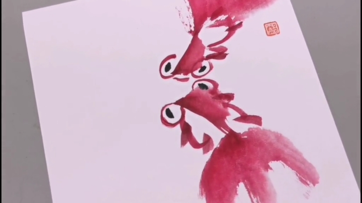 【国画】鱼之乐事,志在悠游,写意水墨金鱼画法