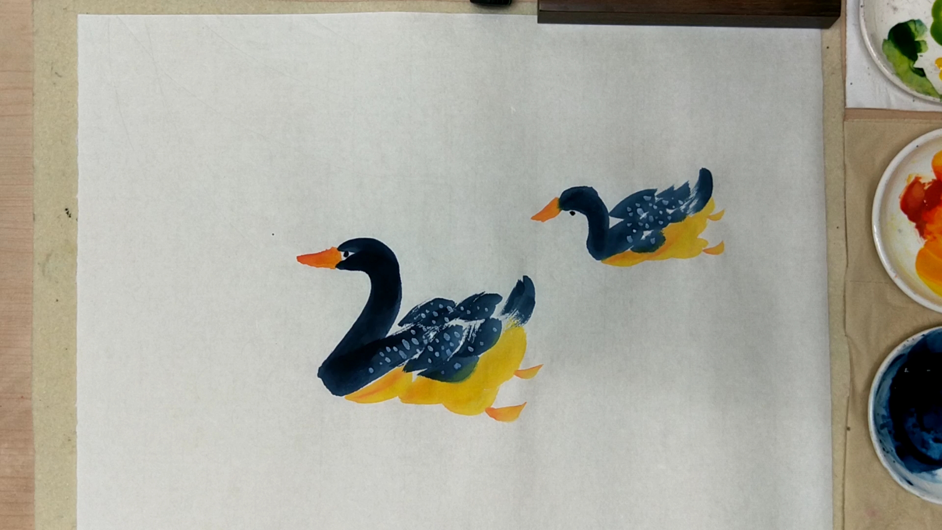 #刘岚画室#少儿国画课堂鸭子的画法(2)