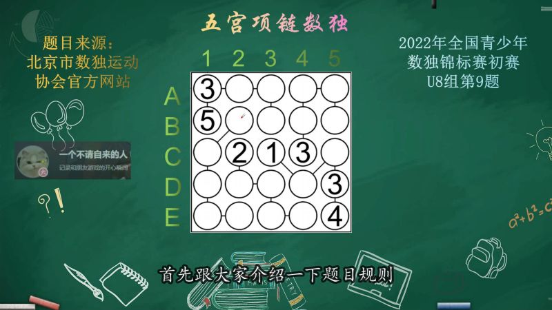 2022年全国青少年数独锦标赛初赛U8组第9题——五宫项链数独,教育,兴趣学习,好看视频